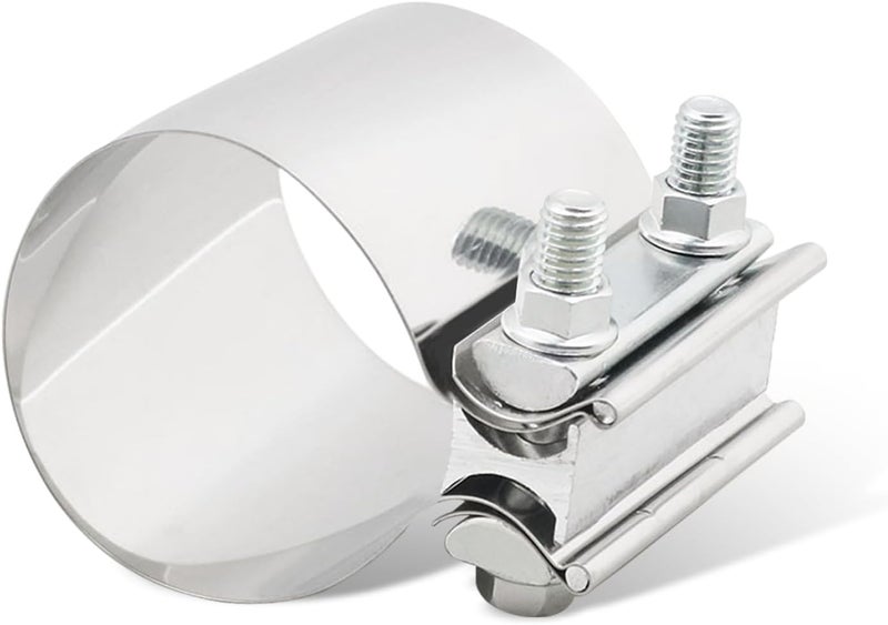 PACLVIO Exhaust Clamp, Exhaust Pipe Clamp, 4.0'' Butt Joint Stainless Steel Clamp Band, Universal Car Accessories Widening Clamp Butt Joint Exhaust Clamp Replacement for Exhaust Pipe (4 Inch) - Image 1